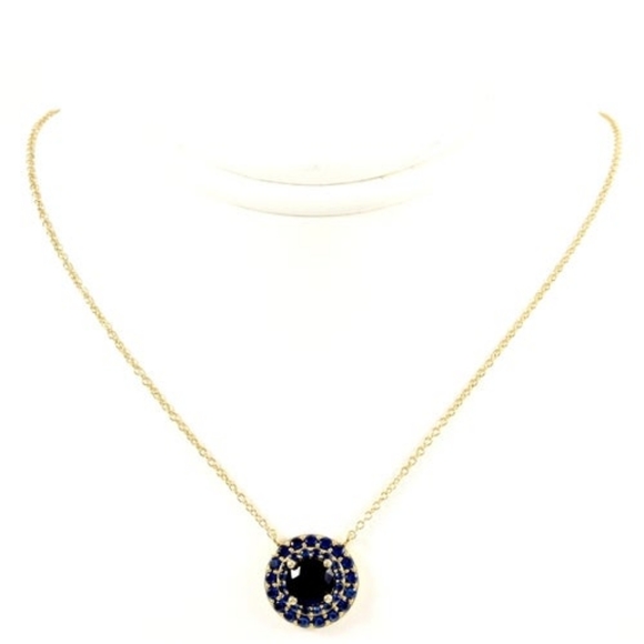 Solid 925 SS & Yellow Gold Overlay Sapphire - Picture 5 of 7